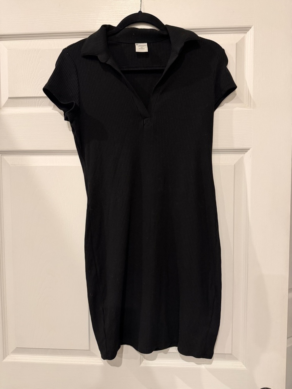 No Boundaries Black Ribbed Polo Dress